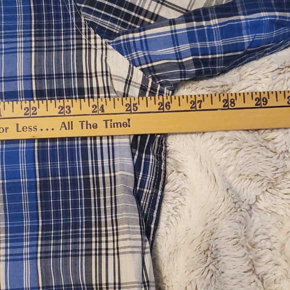 WRANGLER JEANS CO. Long Sleeve Polo Shirt Sz XL Men Blue White Plaid Button - Picture 2 of 6